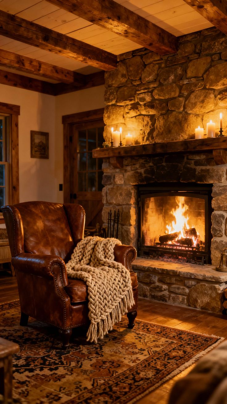 Warm cozy fireplace